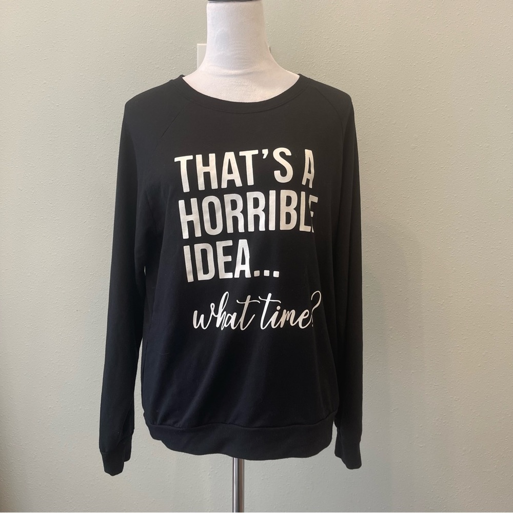 black sweatshirt caramelo size medium Y2K thats a horrible idea